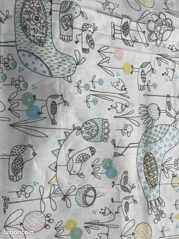 Tissu coupon motif cocotte 75x155cm cm (image 1)