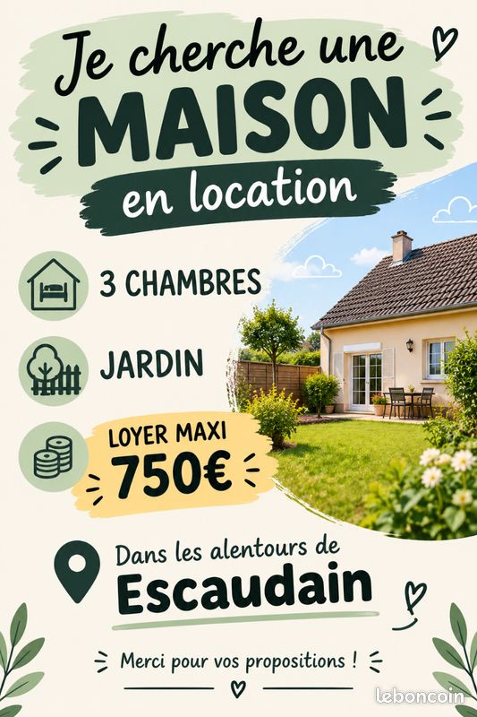 Maison 4 pièces 70 m² · à Escaudain · 70 m² · 750 €/mois