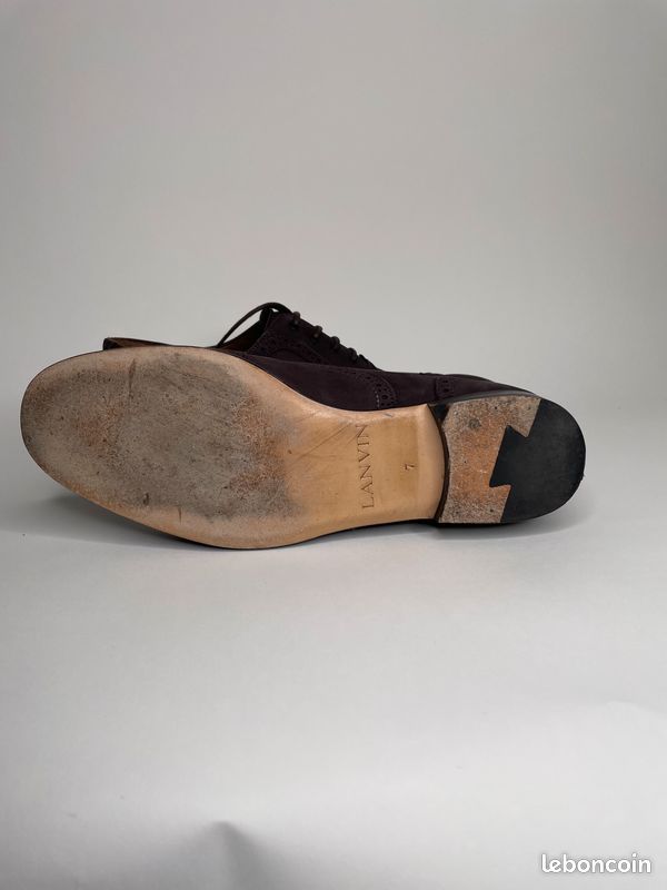 Derbies souples type Richelieu de la marque Lanvin en veau foulonné de couleur violette/aubergine taille 41 (image 5)