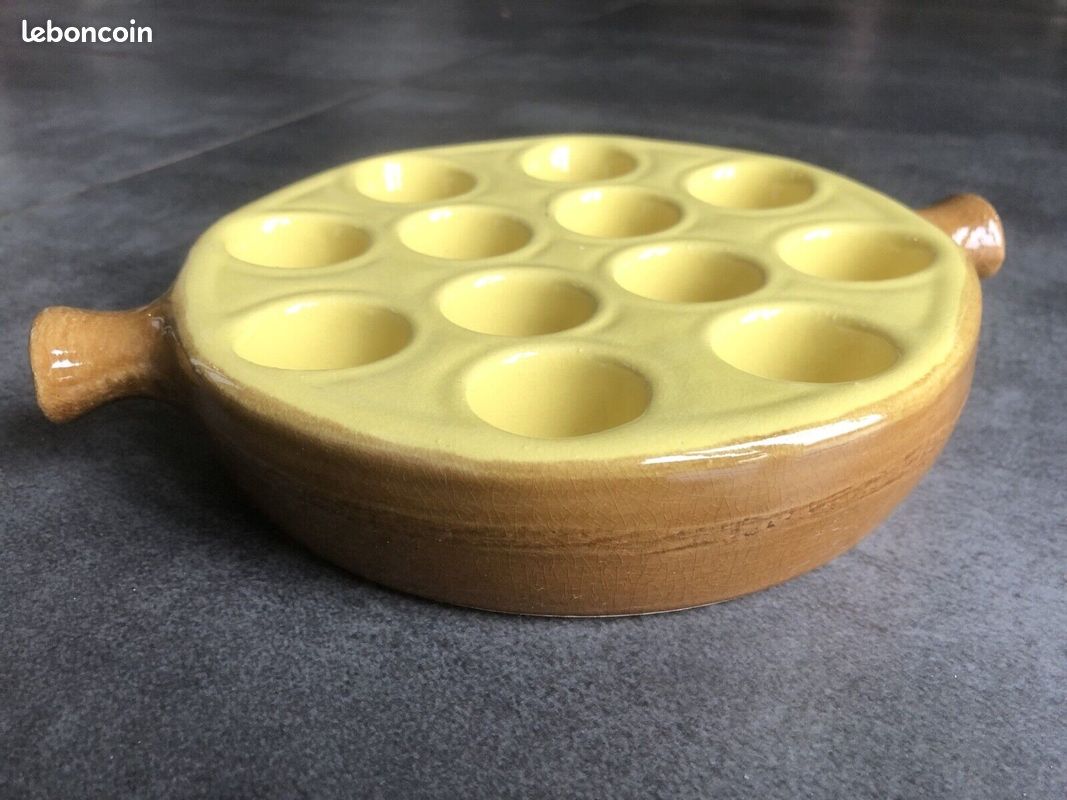 Lot De 4 Plats à Escargots Emile Henry En Céramique – 12 Trous – Fabrication Française