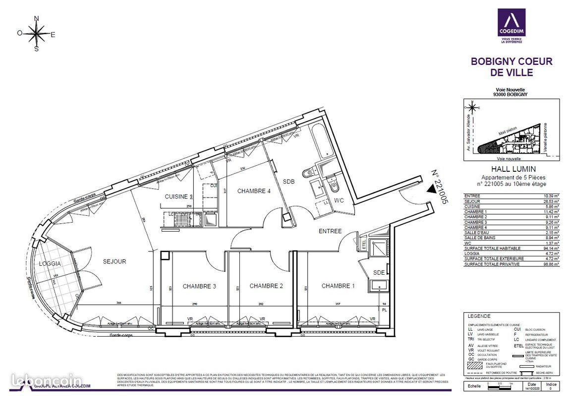 Appartement 5 pièces 94 m² · à Bobigny · 94 m² · 1 488 €