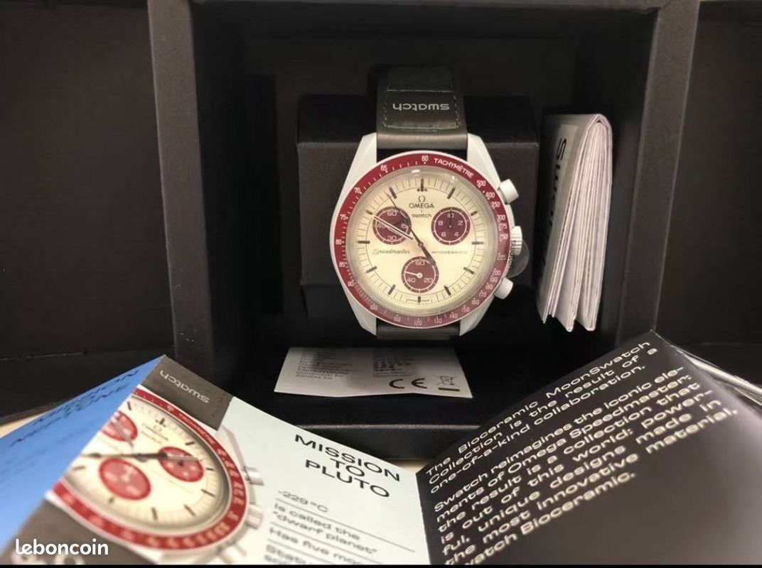 Omega Montre chronographe biocéramique blanche et rouge, édition limitée, complète avec boîte (image 2)
