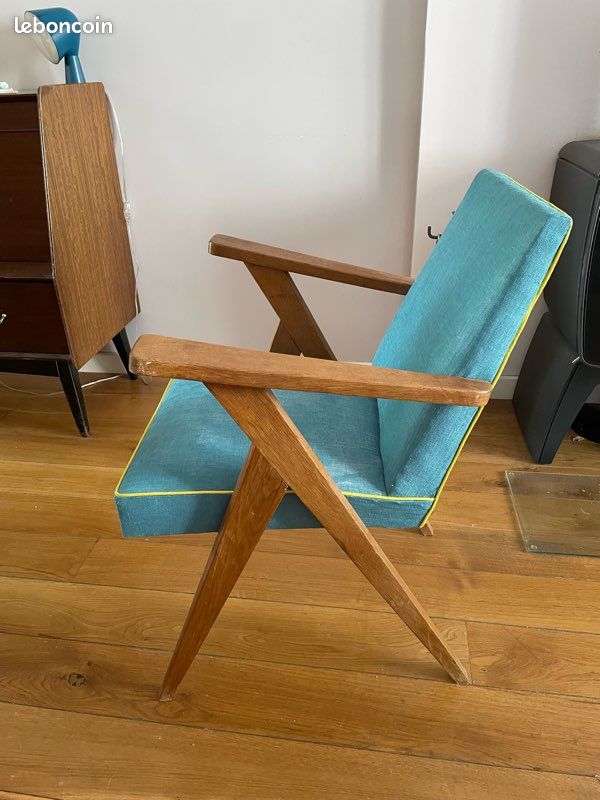 Fauteuil vintage retapissé (image 2)