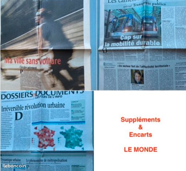 LA VILLE / URBANISME / TRANSPORTS / MOBILITÉ / AMÉNAGEMENT du TERRITOIRE : 1 livre 2 Revues / 1 Journal / 15 Suppléments-encarts (Libération/Le Monde) / 1 dépliants et 3 Cartes Postales (1970/2025 / (image 14)