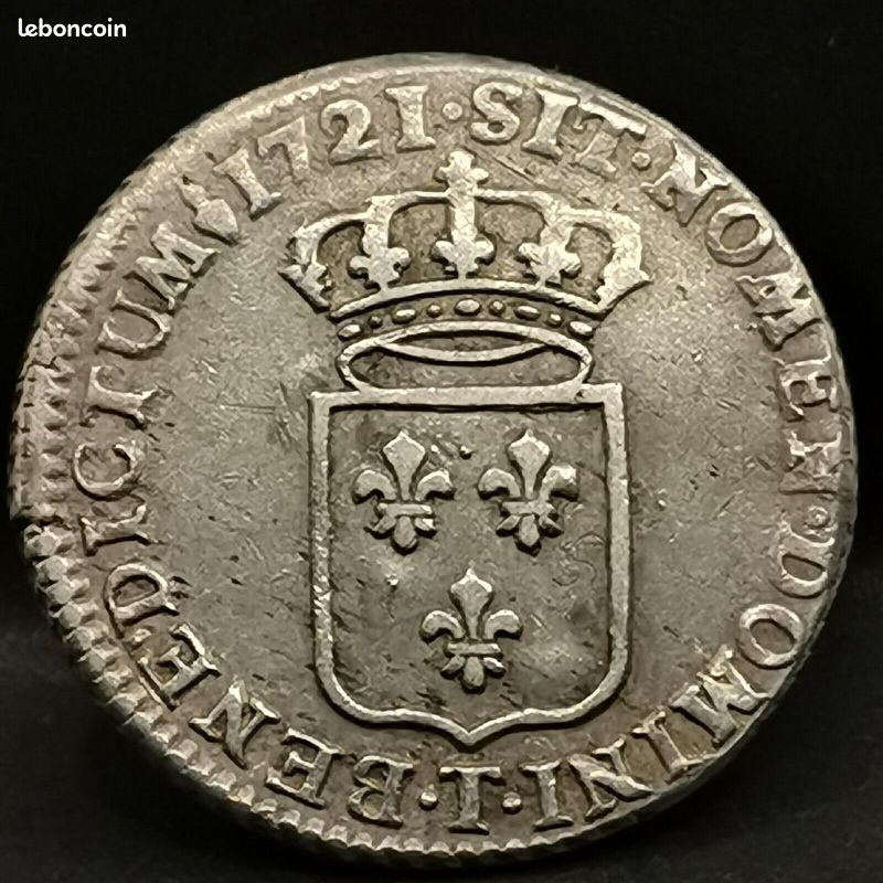 1/3 ECU DE FRANCE ARGENT LOUIS XV 1721 T NANTES 27mm 8.14g FRANCE / SILVER (image 1)