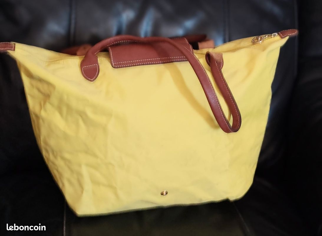 Beau sac Longchamp authentique pliage jaune taille L (image 2)