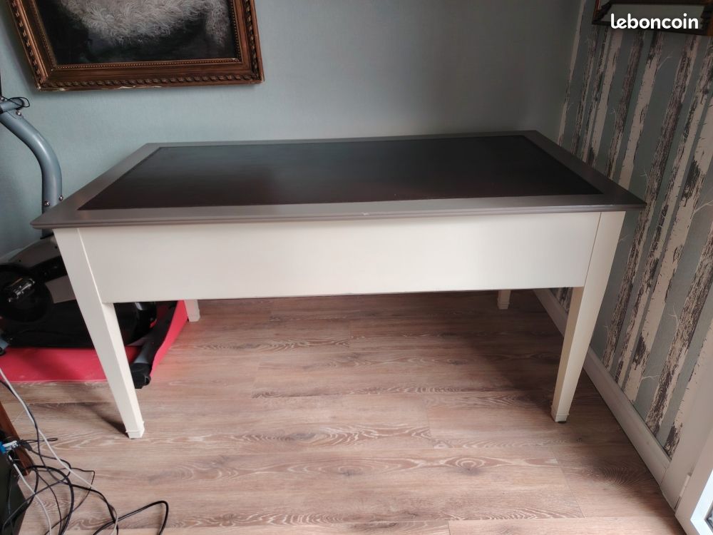 Bureau à tirettes en merisier relooké (image 2)