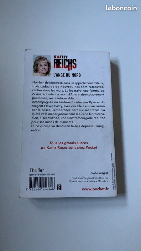 Livre L'Ange du Nord Kathy Reichs - Temperance Brennan Bones (image 2)