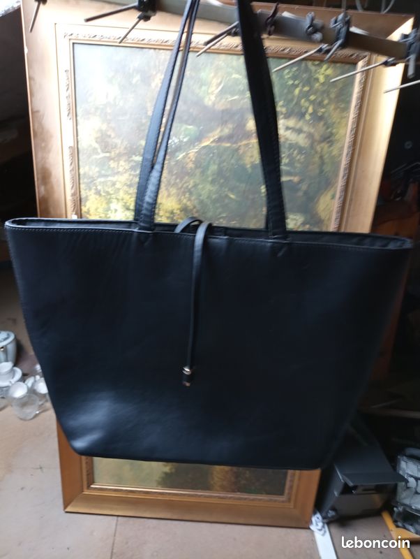 Q) Grand sac à main noir cuir Marque Anna Field EXEPTIONNEL état neuf (image 1)