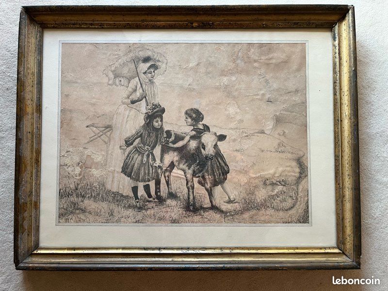 Tableau 1895 dessin signé L. Tarbouriech (image 1)