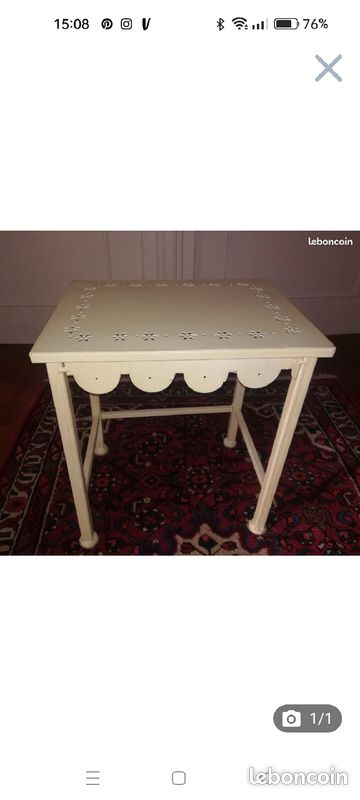 Table d'appoint, bout canapé en métal beige (image 2)