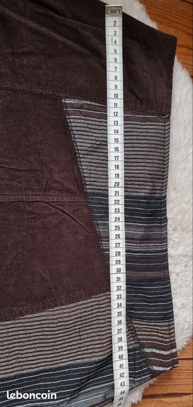 🤎Jupe destructurée velours marron et rayures t.44 (image 7)