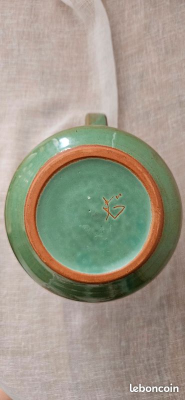 Pichet vintage en grès émaillé vert (image 7)