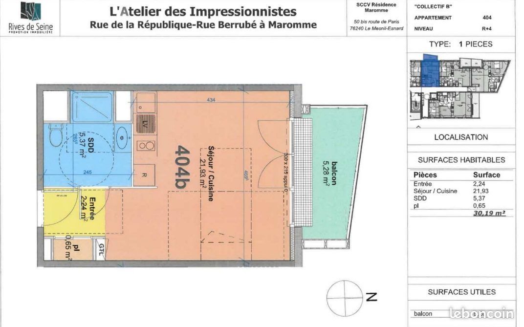Appartement 1 pièce 30 m² · à Maromme · 30 m² · 376 €
