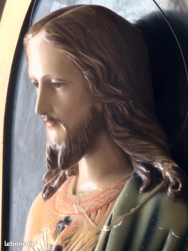 Buste Jesus sacré cœur vintage 1950 Italie (image 3)