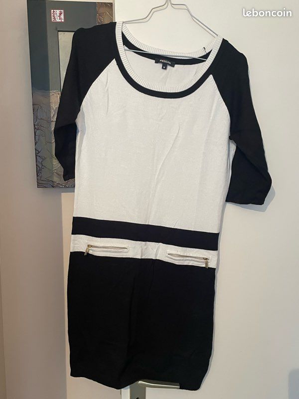 Robe Morgan Neuve Avec étiquettes - Motifs Blancs Et Noirs, Taille 38 - Style Moderne Et Chic