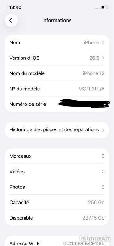 IPhone 12 blanc 256go batterie neuve (image 3)