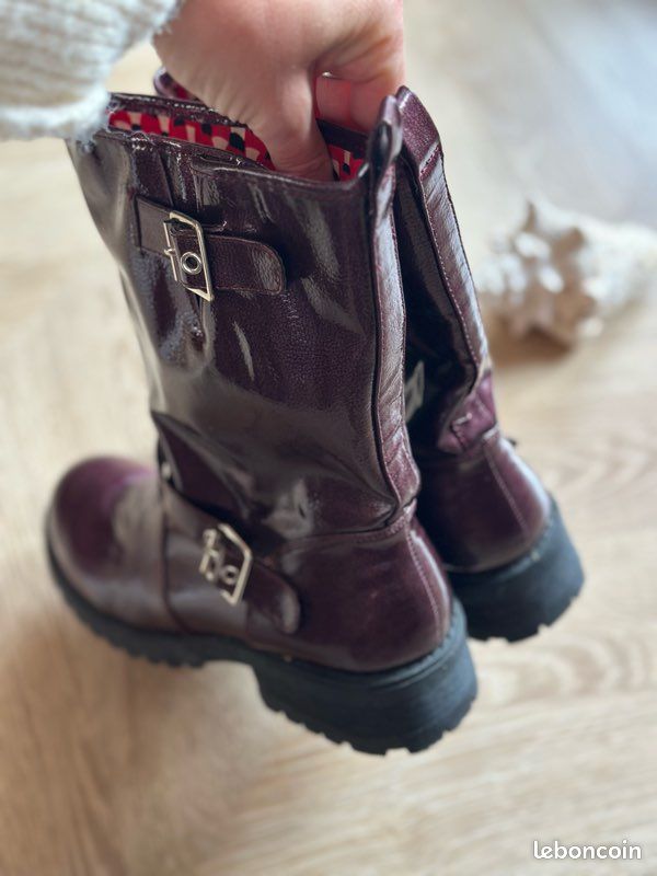 Boots biker bordeaux métallisé – Mellow Yellow – taille 39 (image 12)