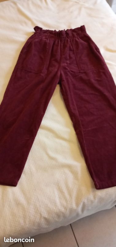Pantalon femme velours bordeaux (image 3)
