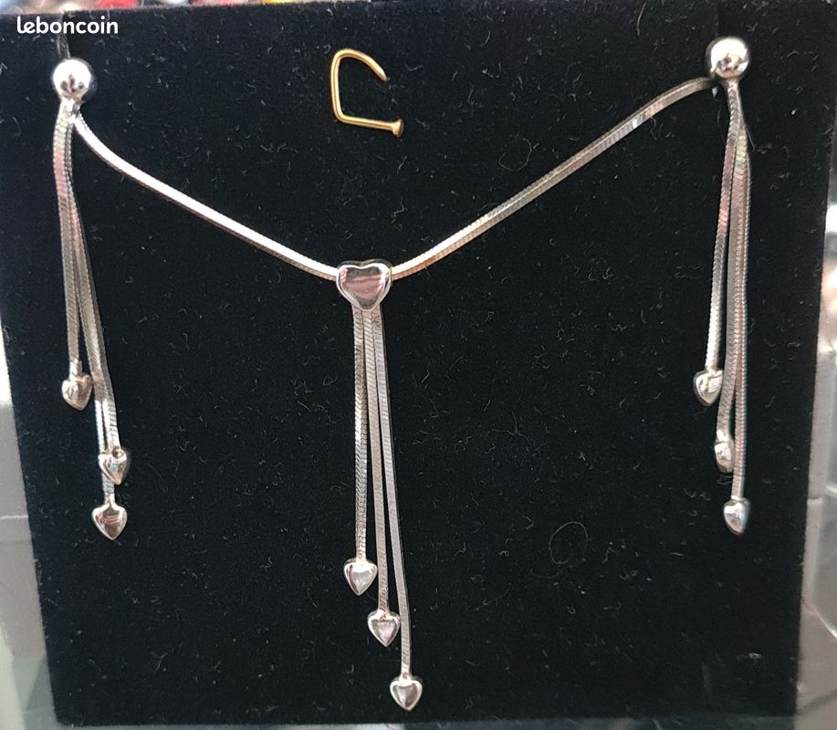 Parure collier + boucle d'oreilles petit coeur (image 1)