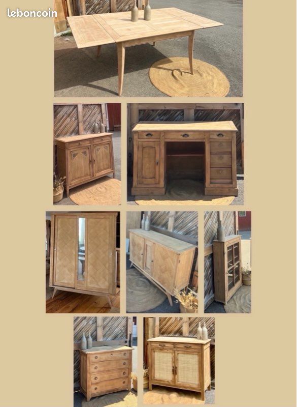Meubles anciens rénovés en bois brut : commode buffet meuble tv table armoire bibliothèque vaisselier chevet .. (image 4)