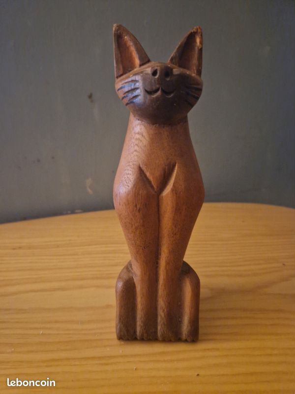 Grand chat japonais de l ancien siam sculpté à la main (image 3)