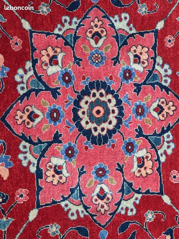 Tapis orient 120x170 rectangle turquoise et rouge tissé motif