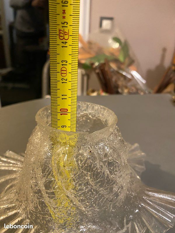lampe tulipe en pâte de verre blanche et verte art déco