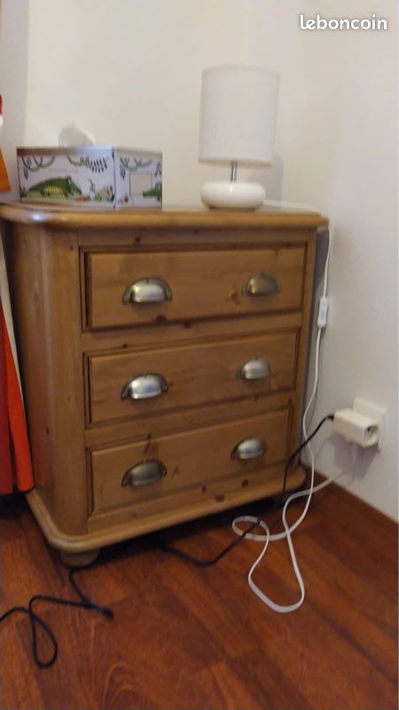Mini commode/chevet en pin massif Interior's 3 tiroirs (image 1)