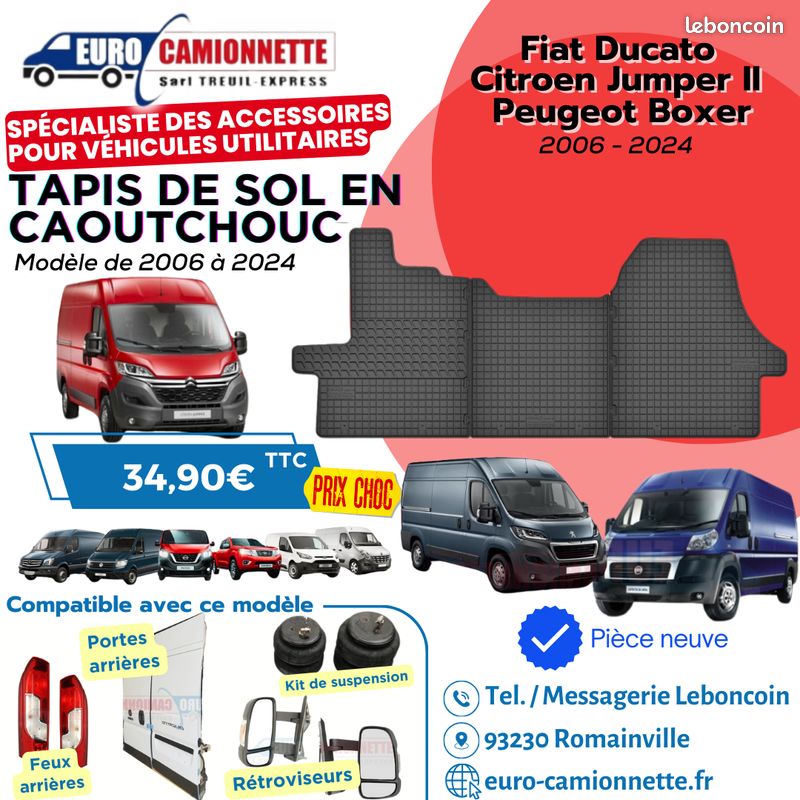 Tapis de sol en caoutchouc pour utilitaires Boxer / Jumper / Ducato 2006-2024 NEUF PRO (image 2)