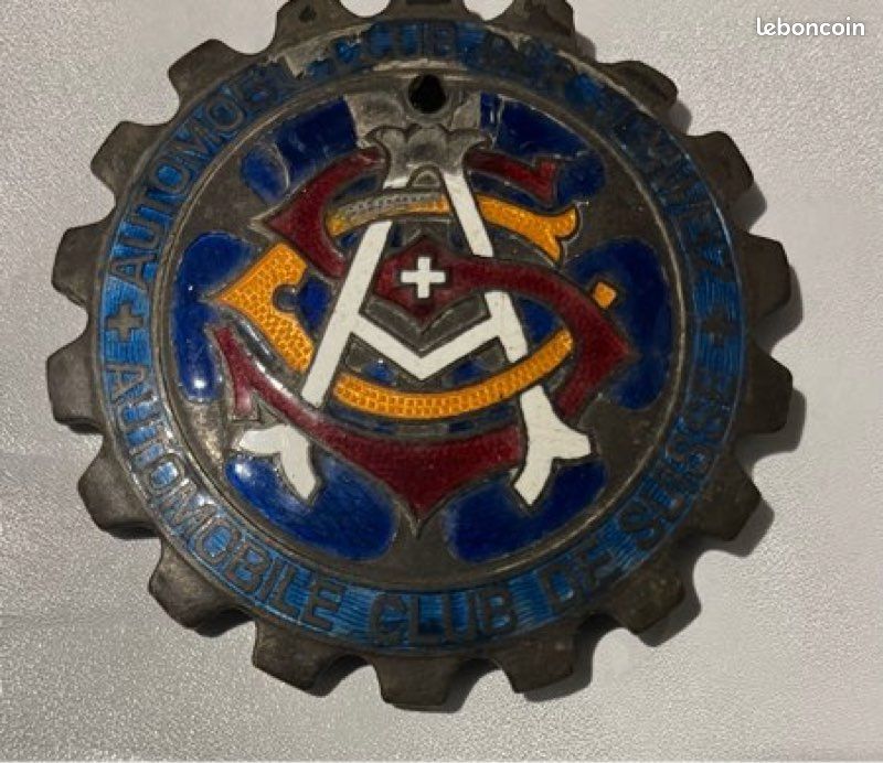 PLAQUE DE CALANDRE émaillée 75mm Badge Automobile club Maroc Espagne
