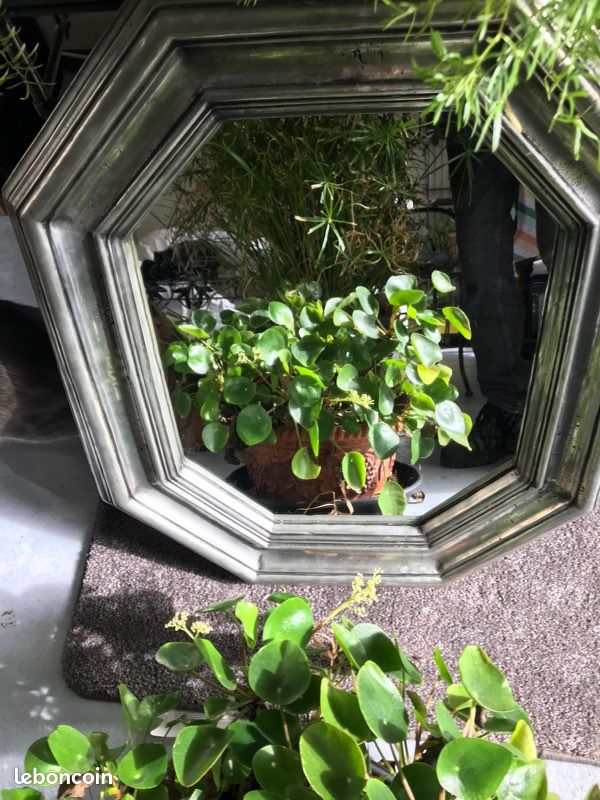 Miroir ancien en étain 65cmx55cm (image 9)