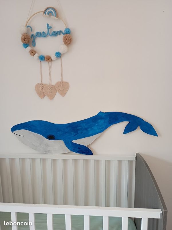 Décoration mural pour chambre d'enfants bébés - baleine - fait main (image 2)