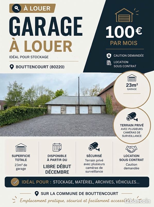 Garage à louer · à Bouttencourt · 100 €/mois