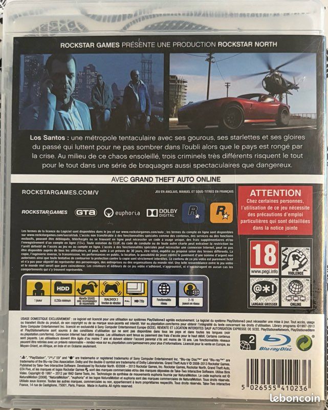 GTA V - PS3 Complet Carte Et Notice Version Française Sony