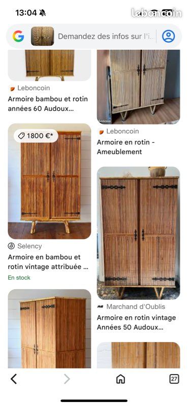 Armoire année 1950 en bambou (image 4)