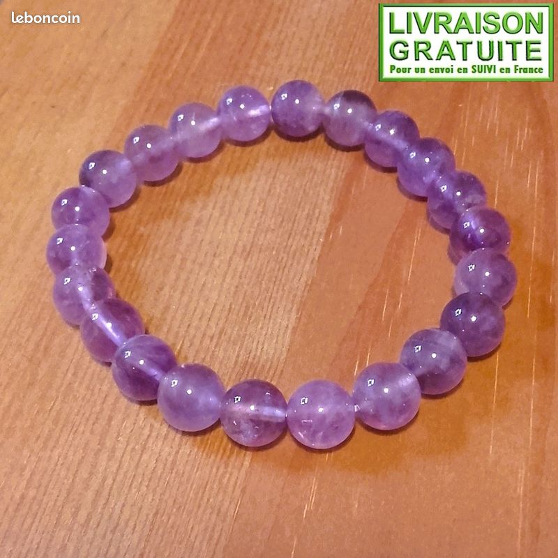 Lot De 2 Bracelets Améthyste Perles 8mm - élasticité, Violet, Spiritualité