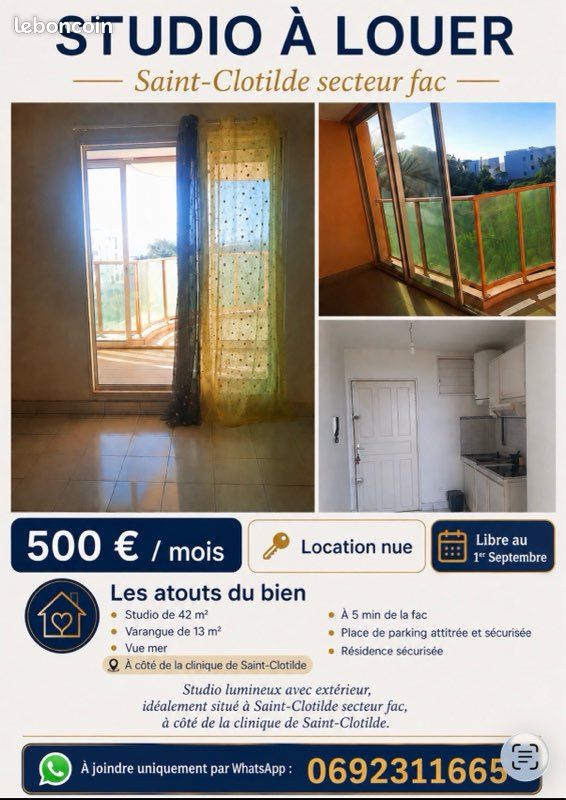Appartement 1 pièce 42 m² · à Saint-Denis · 42 m² · 500 €