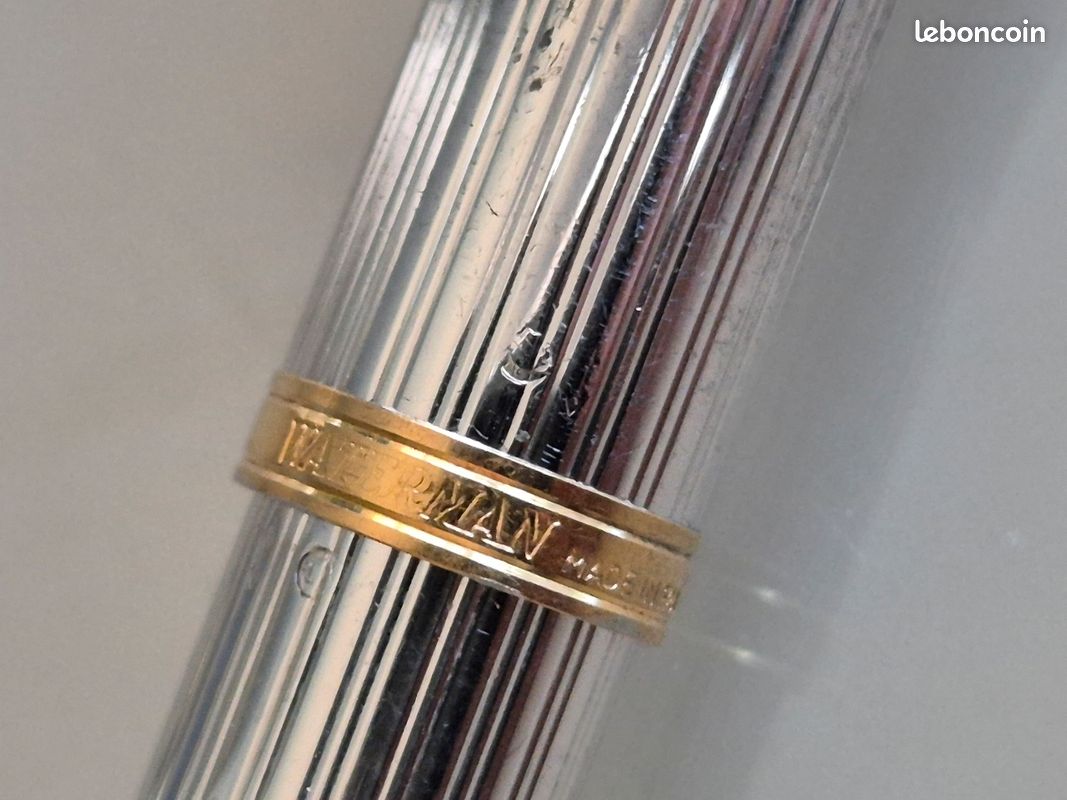 Stylo Plume Waterman Forum Acier Godronné - Nib Plaqué Or - Pour Cartouches - Idéal Collection
