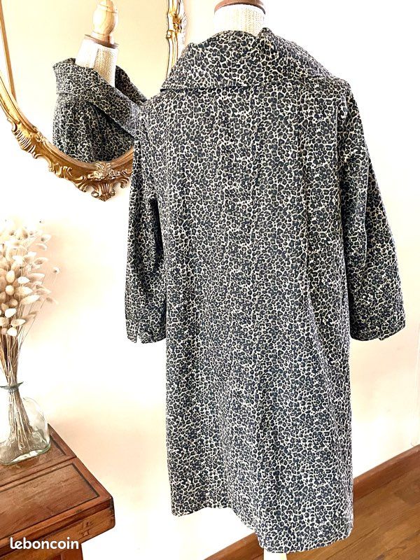 Veste trench léopard marron noir (image 16)