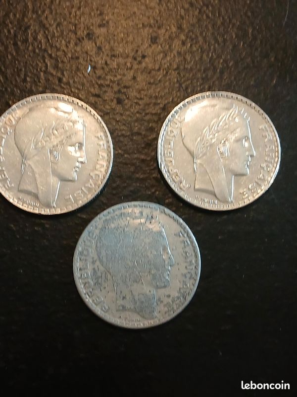 Lot de 3 pièces 20 Francs TURIN 1934 (argent) (image 2)