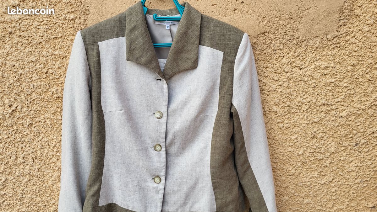 Tailleur 42 veste et jupe jaqueline riu beige et marron (image 5)