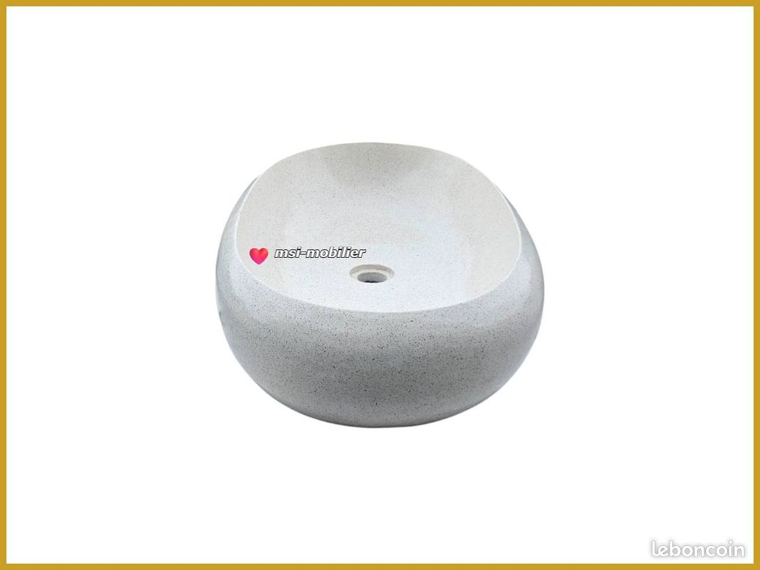 ✨ Grande Vasque design en pierre de terrazzo blanc cassé – grand format 70 cm (image 4)