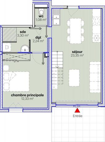 Appartement 3 pièce(s) 50 m²à louer Saint-ouen-l'aumone