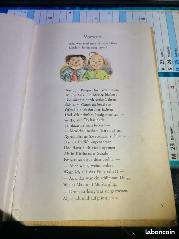Livre ancien : "Max und Moritz – Eine Bubengeschichte in sieben Streichen" , 1949 (image 3)