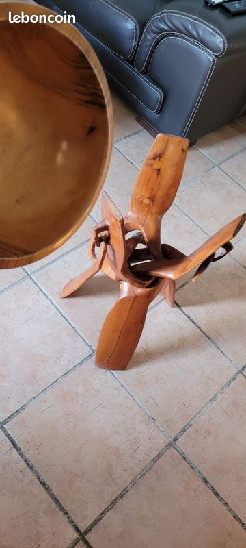 Grand bol sur trépied bois (image 3)