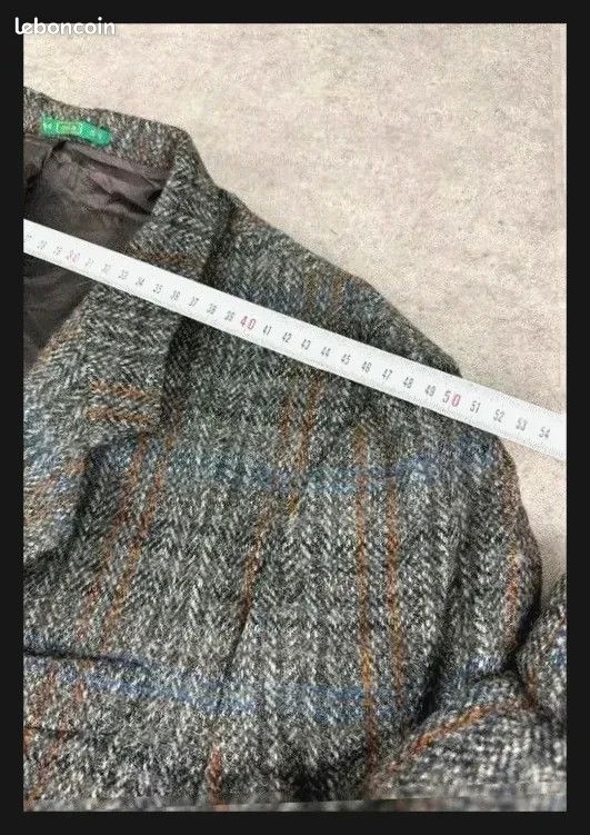 Blazer Vintage À carreaux Gris Harris Tweed - Style Britannique - T54 #SKU0924 (image 10)