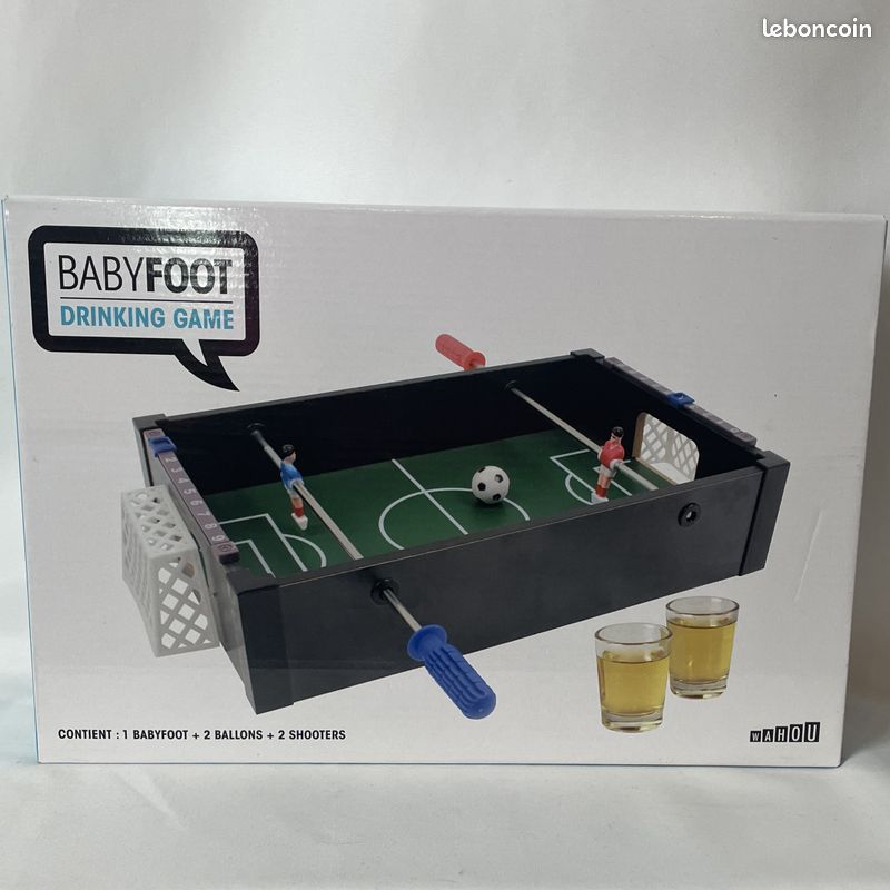 Jeu à boire Baby-foot Drinking game Noir et vert Avec 2 verres shooters et 2 balles NEUF Idée cadeau (image 1)