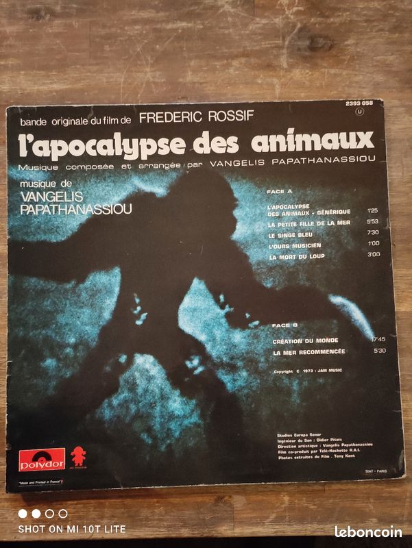 Album vinyl 33 3 Vangelis l'Apocalypse des animaux (image 3)