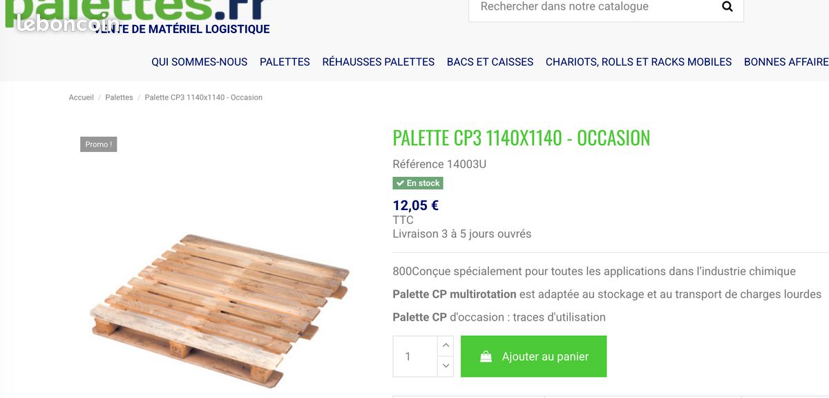 Palette en bois type CP3 114 x 114 cm (image 2)